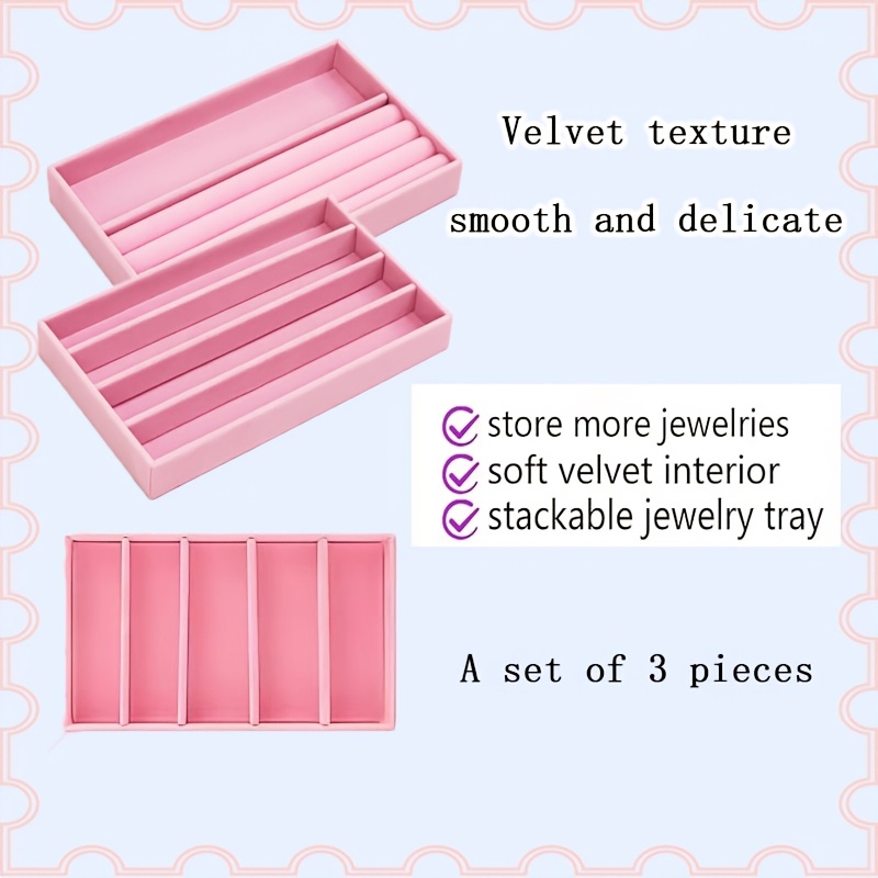 Stackable Jewelry Storage Boxes with Velvet Tray